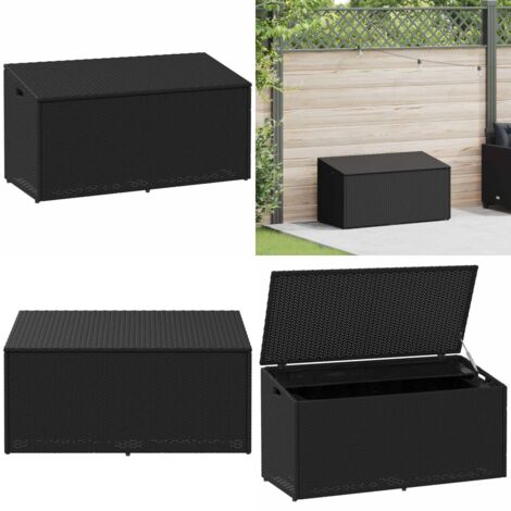 Baule da giardino nero 110x50x58 cm in polyrattan - Cuscini da esterno - Attrezzi da giardinaggio