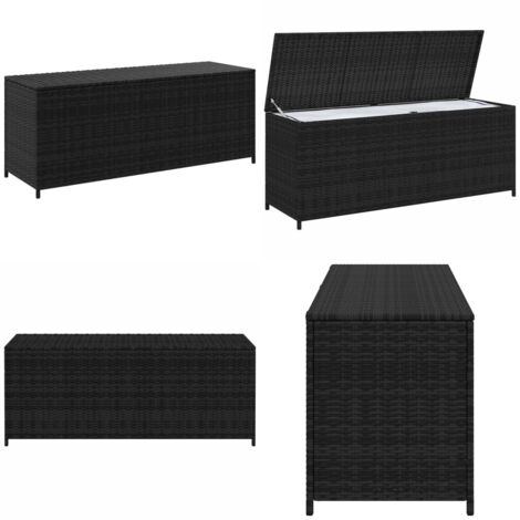 Baule da Giardino Nero 150x50x60 cm in Polyrattan - Cuscino da giardino - Cuscino da esterno