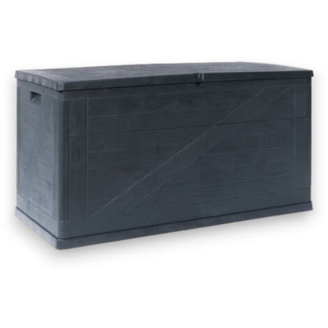 Baule in resina antracite effetto legno da esterno 120x56xh63 cm 420 lt chiudibile con lucchetto Multibox Wood