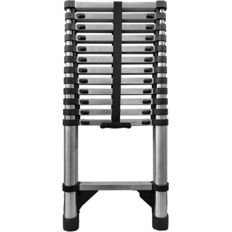Baulich – Échelle télescopique 13 marches – Hauteur 3,8 m – Charge maximale 125 kg – Acier robuste avec pieds antidérapants