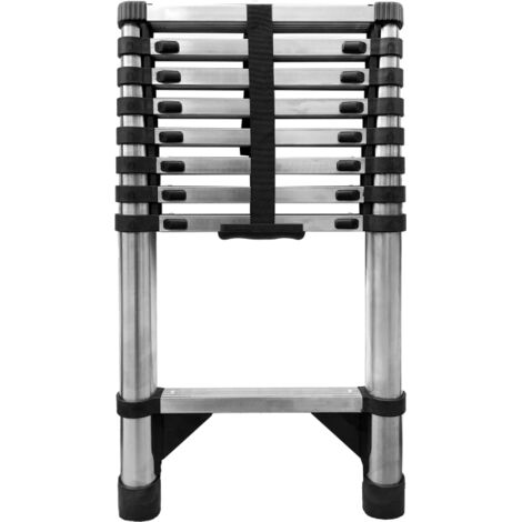 Baulich – Échelle télescopique 9 échelons 2,6 m – Acier robuste – Charge maximale 125 kg – Pieds antidérapants pour stabilité