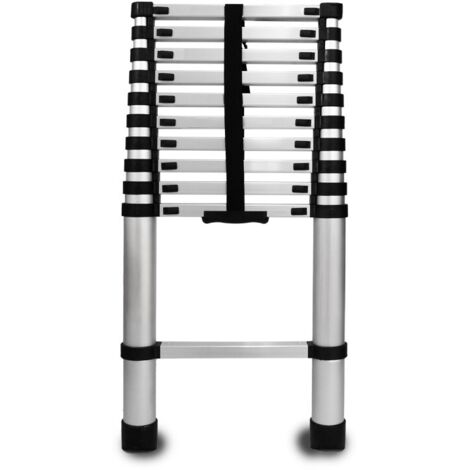 Baulich – Échelle télescopique pliante aluminium 11 marches – Longueur 3,2 m – Charge maximale 125 kg – Système de déploiement sécurisé