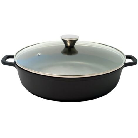 BAUMALU - COCOTTE MIJOTEUSE BASSE CERAMIQUE 32CM 5L+CV VERRE