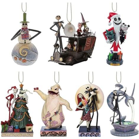 Baumanhänger „Nightmare Before Christmas“, 7-teilig, Acryl, süße Jack-Christbaumanhänger, flaches Christbaumschmuck-Set für Baum und Autoinnenraum