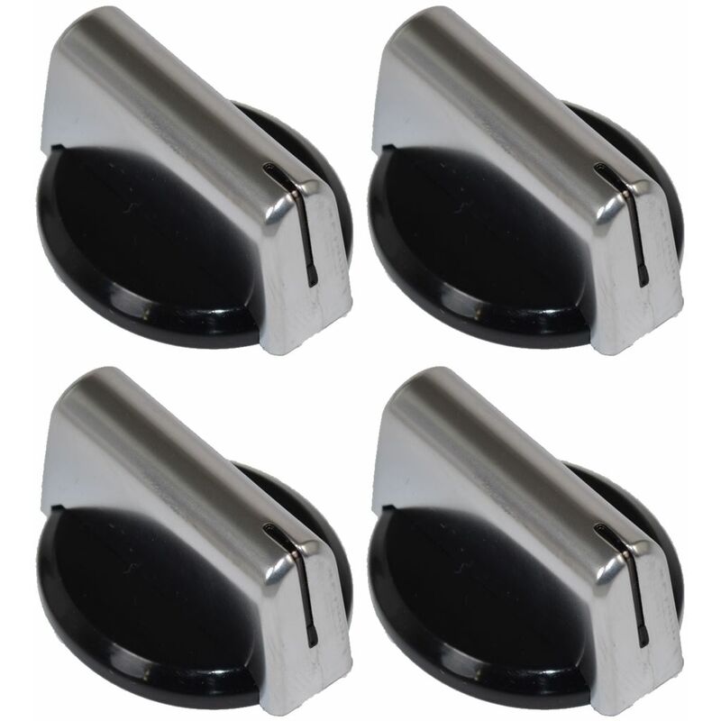 Ufixt - Baumatic Compatible Replacement Black Silver Oven Cooker Hob Control Knob Pack of 4