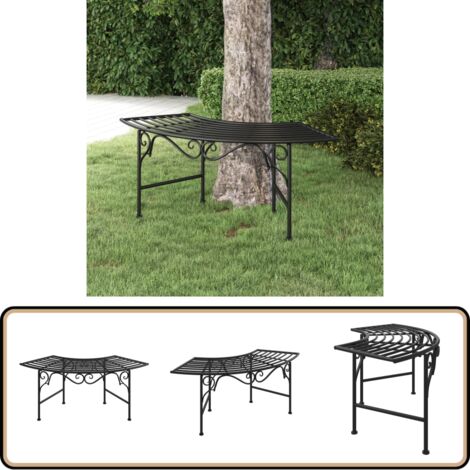 Baumbank 113 cm Schwarz Stahl - GartenzSitzbank - Metallbank - Baumbank - Outdoor Möbel - Gartenmöbel