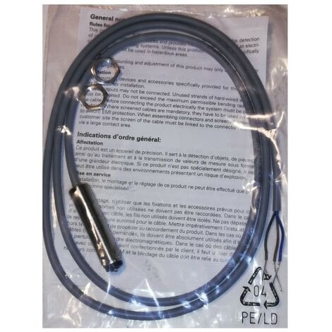 Baumer MYCOML75P80/L Capteur inductif - M8 x 1, 5  36 V c.c. - NPN-NO, 8 mm - Laiton nickelé