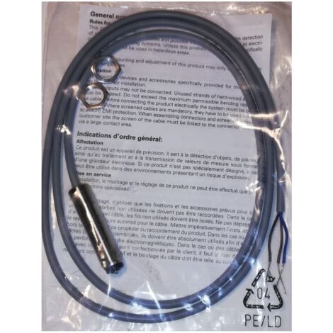 Baumer MYCOML75P80/L Induktiver Sensor - M8 x 1,5 36 V DC – NPN-NO, 8 mm – Messing vernickelt