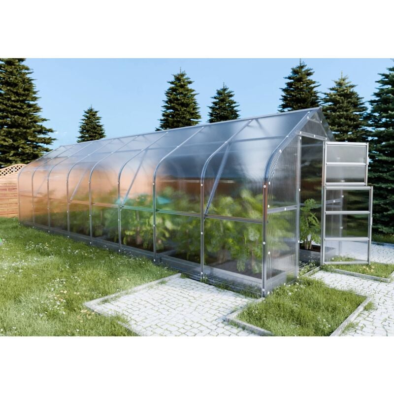 Certifié Serre klasikadrop 20m2, 2,5m x 8m, 4 mm avec revêtement en polycarbonate