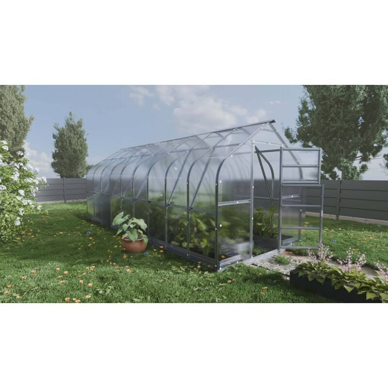 Certifié Serre klasika Standard 15m2, 2,5m x 6m, 4 mm avec revêtement en polycarbonate (Avec 3 toits ouvrants automatiques)