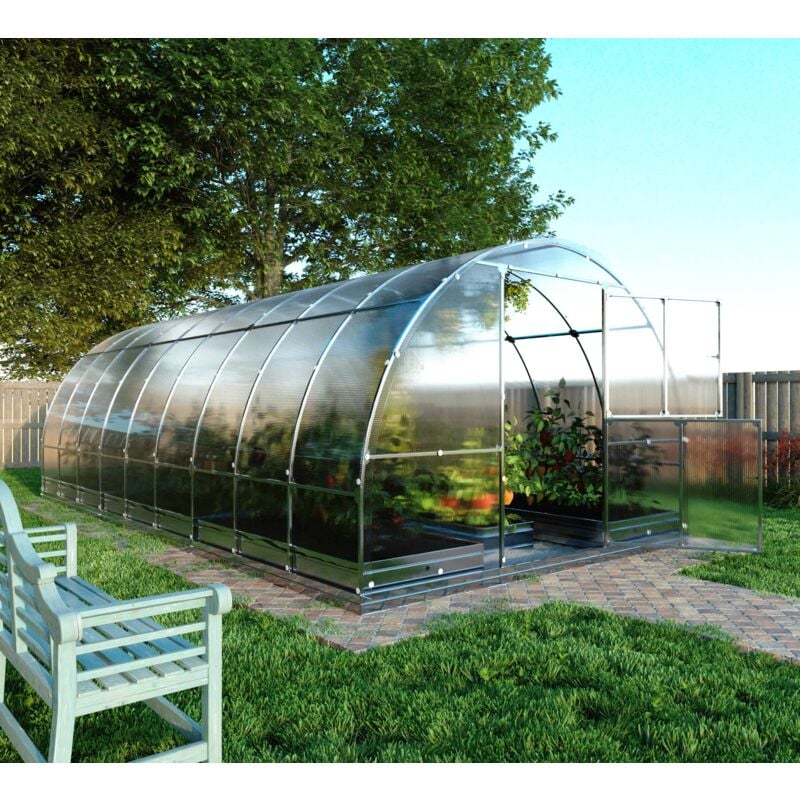 Meistro Kodas - Certifié Serre klasika tube 3 x 6 m (18 m²), 6 mm avec revêtement en polycarbonate