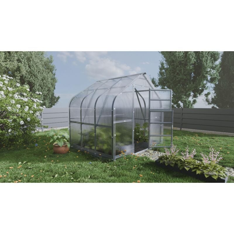 Certifié Serre klasika Standard 5m2, 2,5m x 2m, 4 mm avec revêtement en polycarbonate (Avec 1 toit ouvrant automatique)