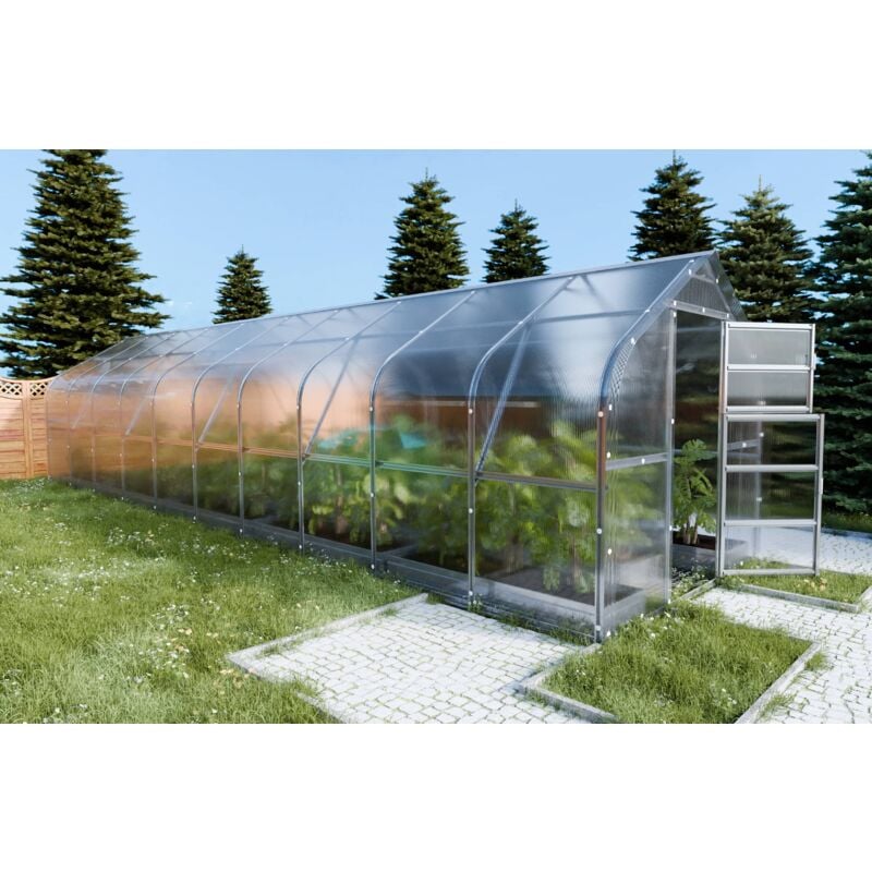 Meistro Kodas - Certifié Serre klasikadrop 25m2, 2,5m x 10m, 6 mm avec revêtement en polycarbonate