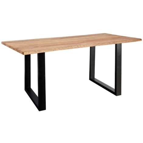 Baumkante Esstisch Sheesham naturbelassen 200 x 100 schwarz MAREK