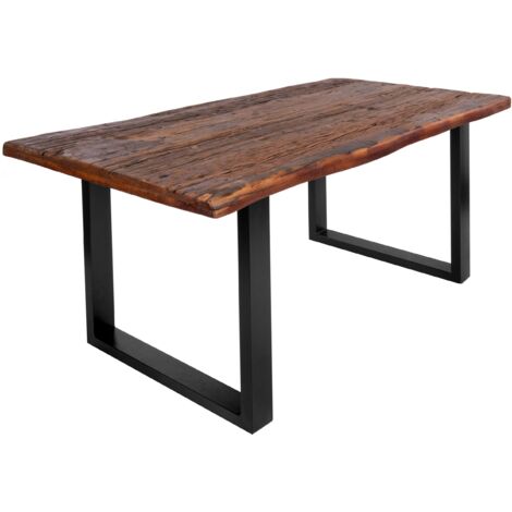 Baumkantentisch Rough Wood Platte 200 cm U-Gestell schwarz Ramon