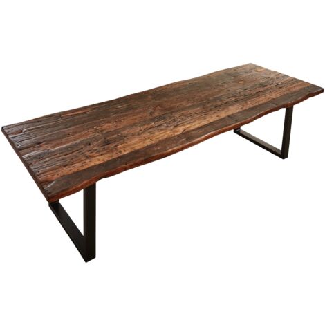 Baumkantentisch Rough Wood Platte 260 cm U-Gestell schwarz Ramon