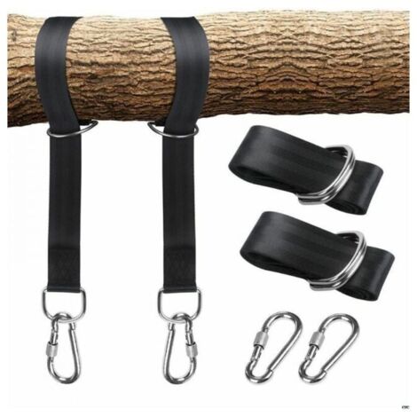 Baumschaukelgurt-Set mit zwei Edelstahlkarabinern, geeignet für Reifenhaken, Verandahaken, Outdoor-Schaukelhaken und Babyschaukel FLITI
