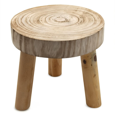 Baumscheibe Blumenhocker rund natur Echtholz - 22 x 20 cm - Holz Dekohocker naturbelassen mit 3 Beinen