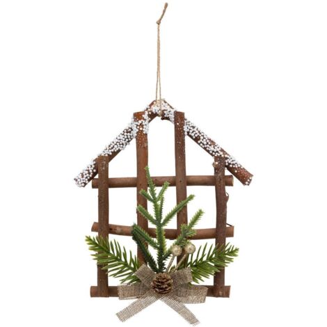 Baumschmuck aus Holz Haus Rundlinge 18cm - Atmosphera créateur d'intérieur