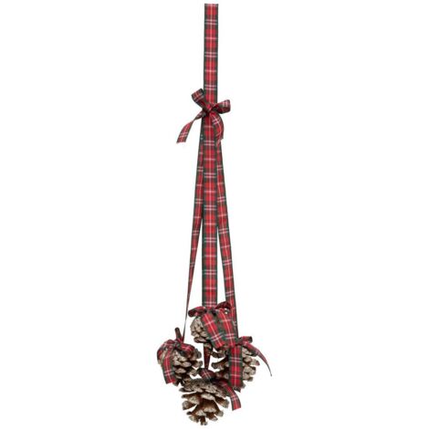 Baumschmuck aus Holz Tannenzapfen Tartan 45cm - Atmosphera créateur d'intérieur