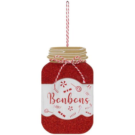 Baumschmuck aus Holz Topf Bonbon rot 16cm - Atmosphera créateur d'intérieur