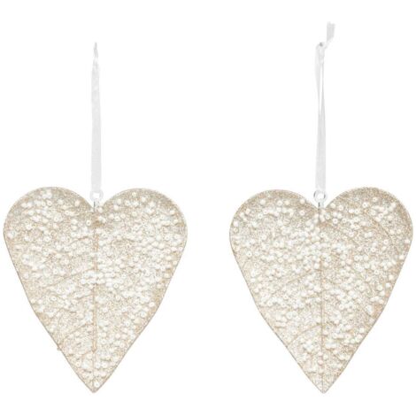 Baumschmuck Herz x2 Champagner 10cm - Atmosphera créateur d'intérieur
