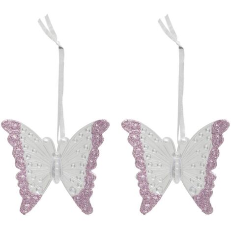Baumschmuck Schmetterling x2 rosa 8cm - Atmosphera créateur d'intérieur