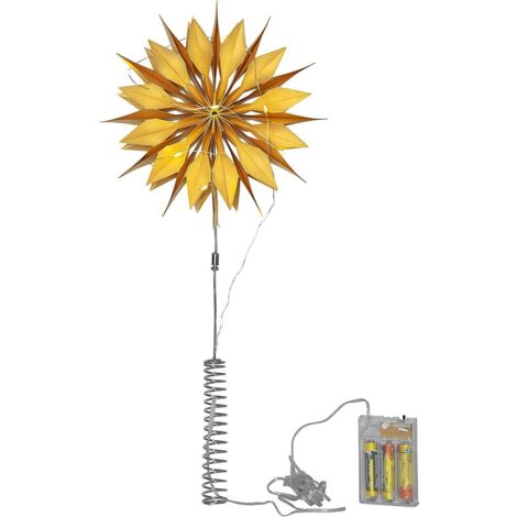 Baumspitzen-Papierstern "Flinga", gold, 10 LED,