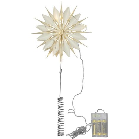 Baumspitzen-Papierstern "Flinga", weiß, 10 LED,