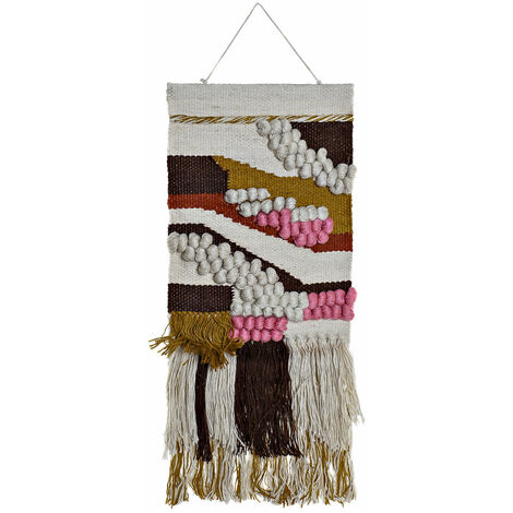 Baumwoll -Wandteppich 45x2x115 mehrfarbige Rande Jute Baumwoll mehrfarbige Material Familien Farbdekorationen Details Details Details