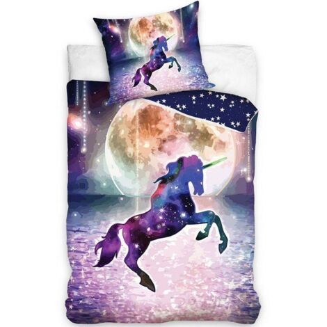 Baumwollbettwäsche 140X200 Einhorn Mond Sterne