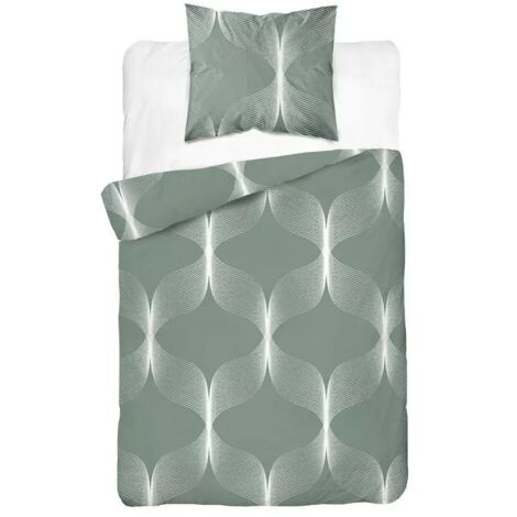 Baumwollbettwäsche 140x200 Geometrisches Mosaik Mint