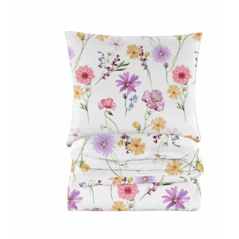 BAUMWOLLBETTWÄSCHE 200x200 GEMALTE BLUMEN