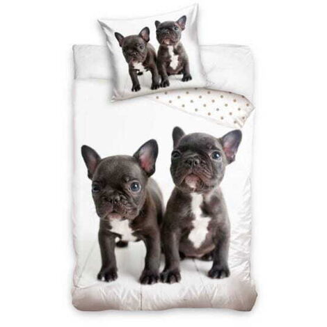 Baumwollbettwäsche Hund Mops BULLDOG 140x200