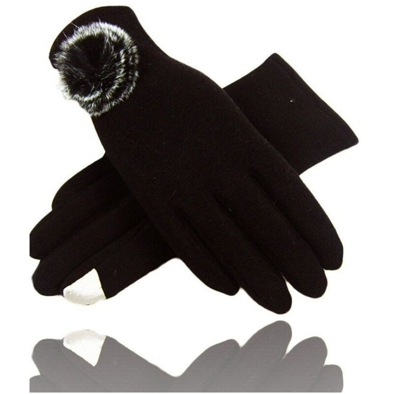 Image of Trade Shop - braune baumwolle pon pon stoff handschuhe grösse 8 1/2 handschuhe fleece-innenfutter -