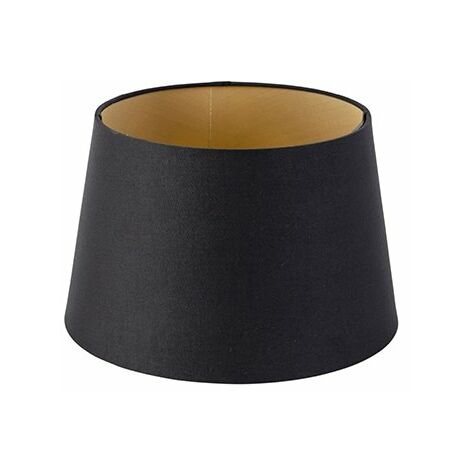 Baumwolllampenschirm schwarz 25/20/16 mit goldenem Interieur