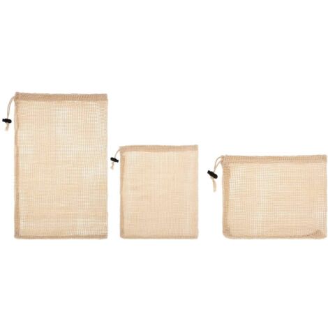 Baumwollsäcke-Set mit Kordel, 3 Stück