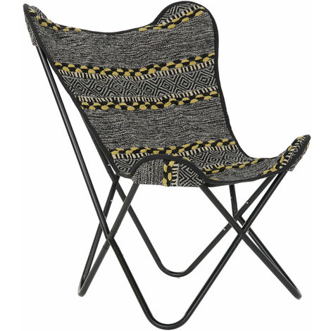 Baumwollsessel 74x65x90 schwarzer Schmetterling Baumwoll mehrfarbige Material Familienfarbe Sessel und Sessel Details