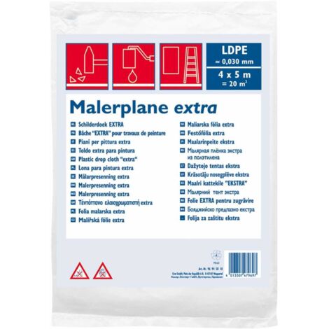 Bauplane LDPE 30 my 4x5m 20m² Malerfolie Schutzfolie Abdeckplane