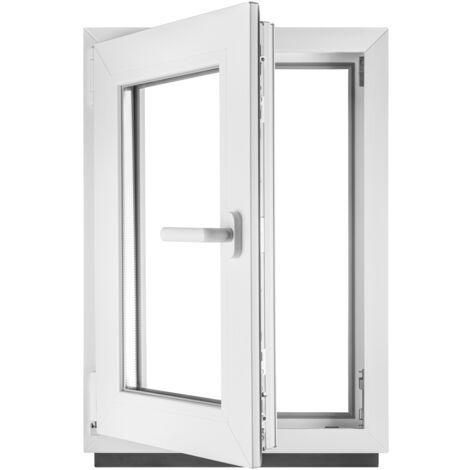 BAU PLAZA BauPlaza - Fenêtre en PVC blanc double vitrage 4/24/4 LxH 40 x 50 cm d'ouverture Gauche Toutes les tailles 400 x 500 mm Oscillo-battant