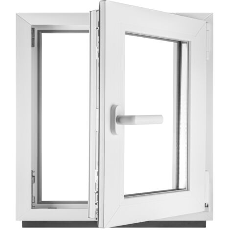 BAU PLAZA BauPlaza - Fenêtre en PVC blanc double vitrage 4/24/4 LxH 50 x 50 cm d'ouverture Droite Toutes les tailles 500 x 500 mm Oscillo-battant