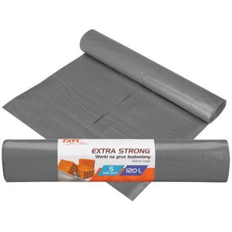 Bausack extra stark LDPE 120 l 5 Stück grau robust dick