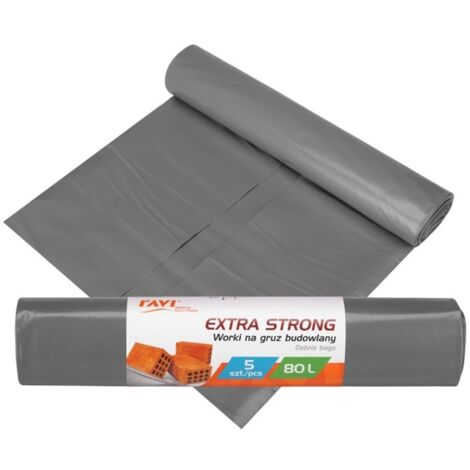 Bausäcke extra stark LDPE 80 l 5 Stück grau stark dick
