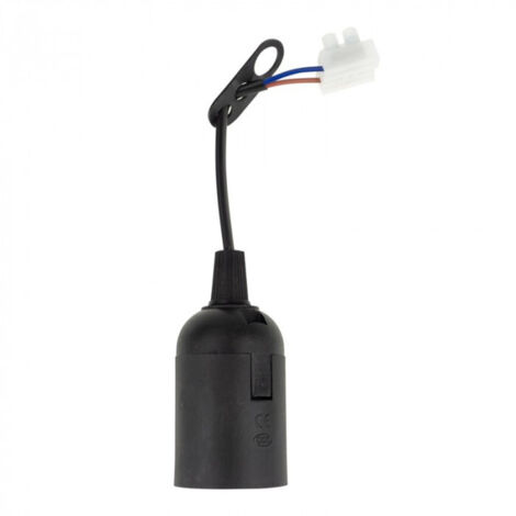 Baustellenlampenfassung mit Kabel und Stecker, schwarz, 1xE27, 60W, Ecolight