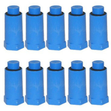 Baustopfen Blau 1/2 Zoll 10er Set mit Kunststoffgewinde