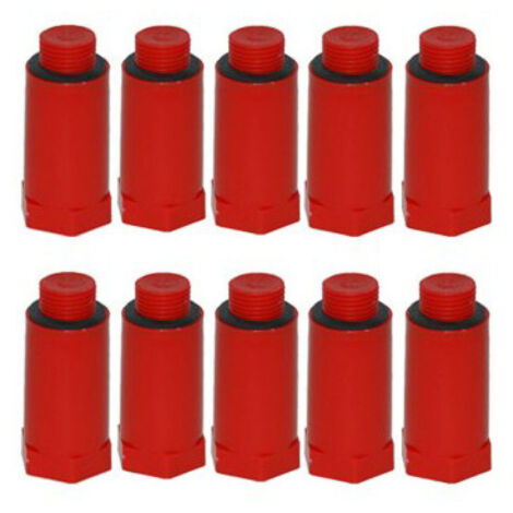 Baustopfen Rot 1/2 Zoll 10er Set mit Kunststoffgewinde