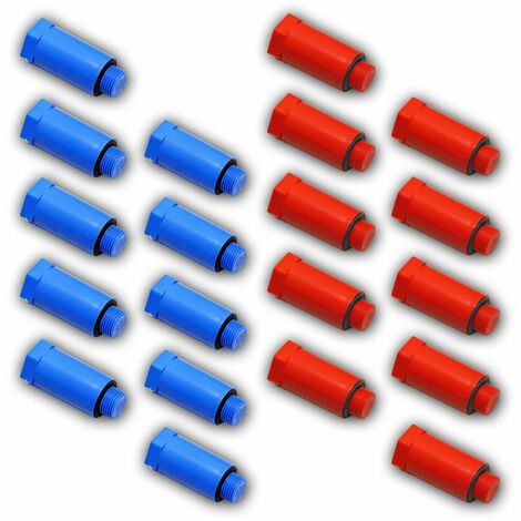 Baustopfen rot/blau 1/2 Zoll 20x für Kalt und Warmwasserleitungen