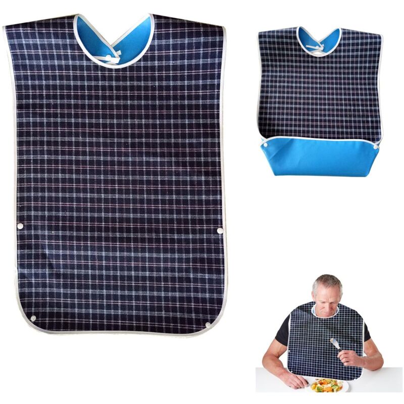 Bavoir Adulte Imperméable - 1 pièce, Bavoir Adulte Lavable Bouton-Pression - Pour Âgé/Handicapé