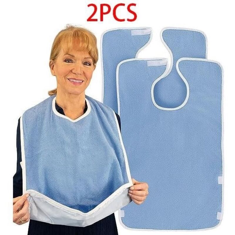 Bavoir Adulte,Bavoir Repas En Tissu Éponge,Protecteurs Vêtements,avec ramassage miettes amovible,pour Personnes âgées,Manger,Dîner