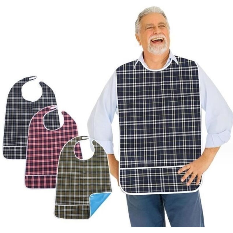 Bavoir Adulte,Lot de 3 bavoirs imperméables pour adultes avec boutons-pression et bavettes garde-boue,protection alimentaire